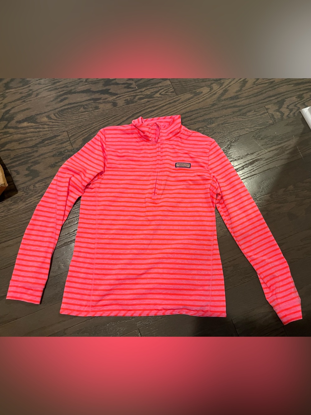 Vineyard vines pink orange 1/4 quarter zip long sleeve pullover small jacket